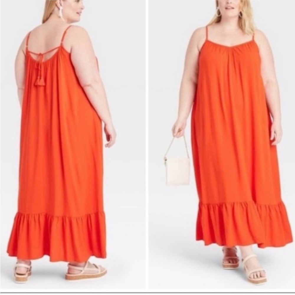 Like new!! Worn once!! Ava & Viv Orange Maxi Dress